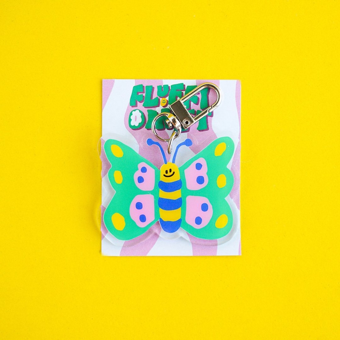 Fluffy Omelet KEYCHAIN / 徽章 / 手机支架 - 蝴蝶 - 吊饰 - 压克力 多色