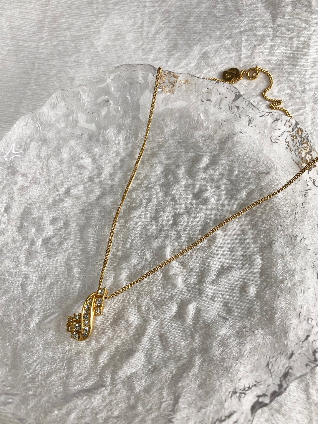【日本直送 精品中古包】Christian Dior 迪奥 项链 金色 扭纹 莱茵石 vintage dbjtpu - 项链 - 其他材质 金色