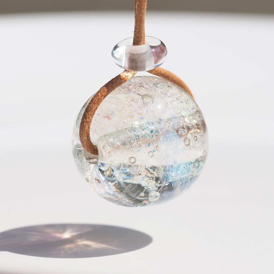 [Premium] Shiny ball glass (Hikaridama) necklace [You can choose a mini] [Made-to-order] - 项链 - 玻璃 白色