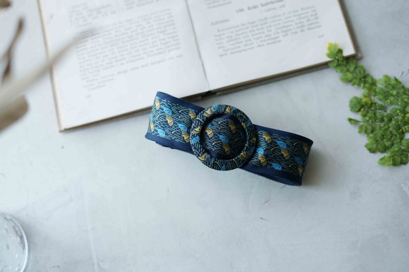 古董领带改制腰带-mila schon100%silk-下雨的日子-蓝-腰带发箍 - 皮带/腰带 - 丝．绢 蓝色