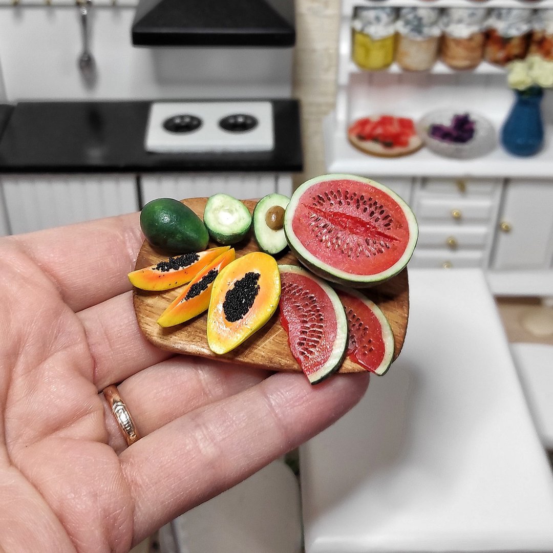exotic fruits for dollhouses - Realistic miniature exotics scale 1 6 - gifts - 玩偶/公仔 - 粘土 
