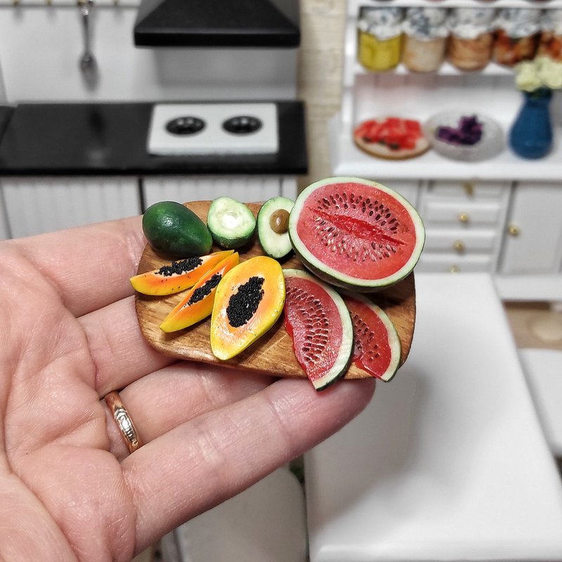 exotic fruits for dollhouses - Realistic miniature exotics scale 1 6 - gifts - 玩偶/公仔 - 粘土 