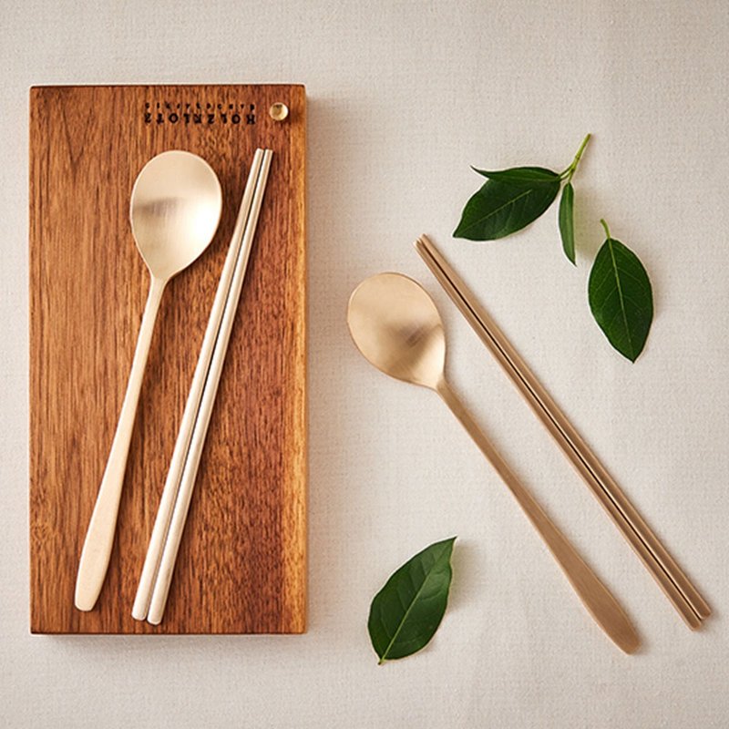 韩国铜器筷子2人组 - 脸部按摩/清洁工具 - 铜/黄铜 金色