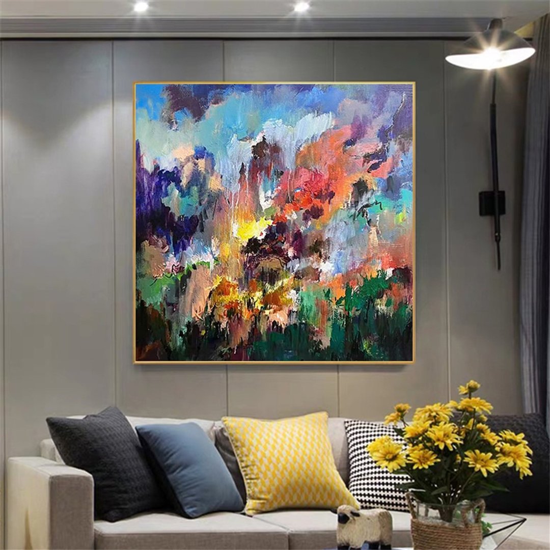秋韵 手绘肌理抽象装饰画餐厅客厅挂画现代田园风景画花卉艺术画 - 海报/装饰画/版画 - 亚麻 