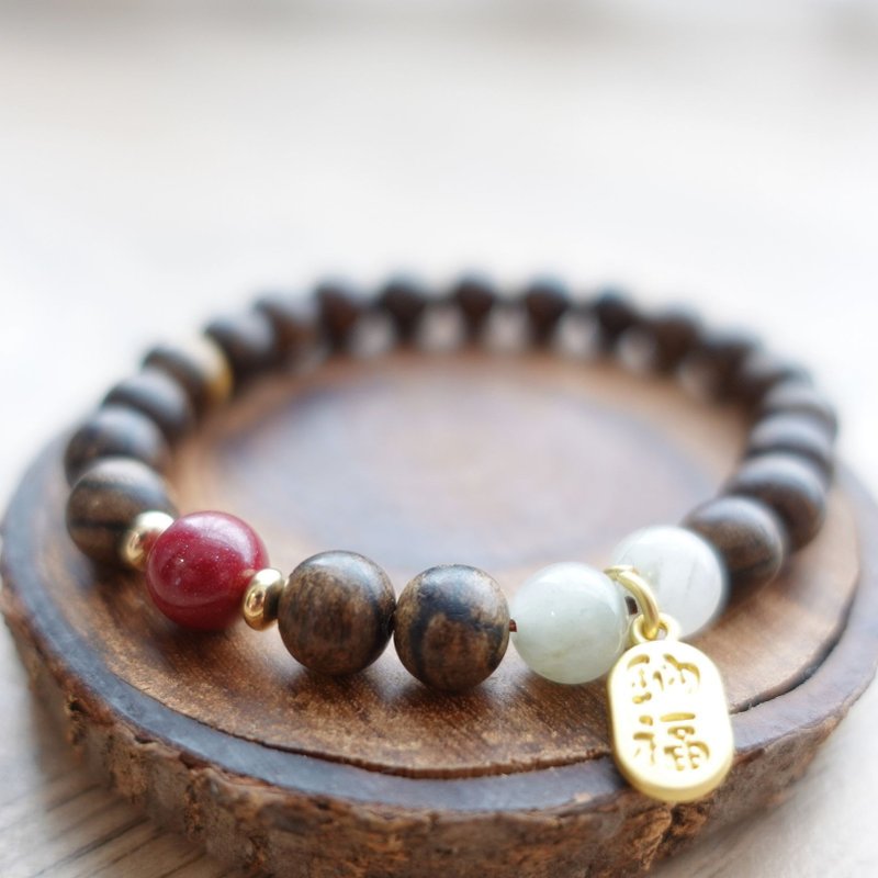 腕间生香 悠然神韵 沉香 天山翠 虎眼石 中式现代的结合 手链 - 手链/手环 - 木头 咖啡色