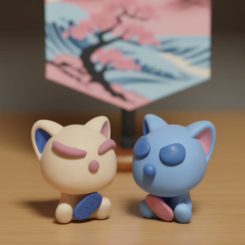 【えんぎ猫】祈愿摆件0807-0813 - 摆饰 - 环保材料 粉红色