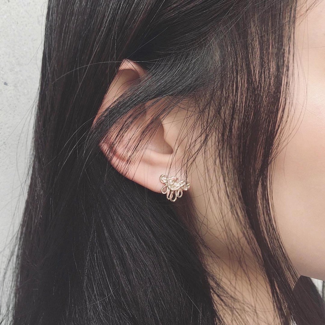 羽 - 925银耳环 - silver earrings - 耳环/耳夹 - 纯银 卡其色