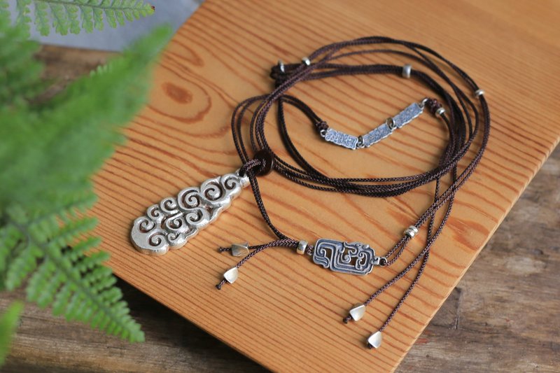 壹染指原创纯手工  | 999纯银 | 祥云如意项链 | 设计款 千足银 - 项链 - 纯银 银色