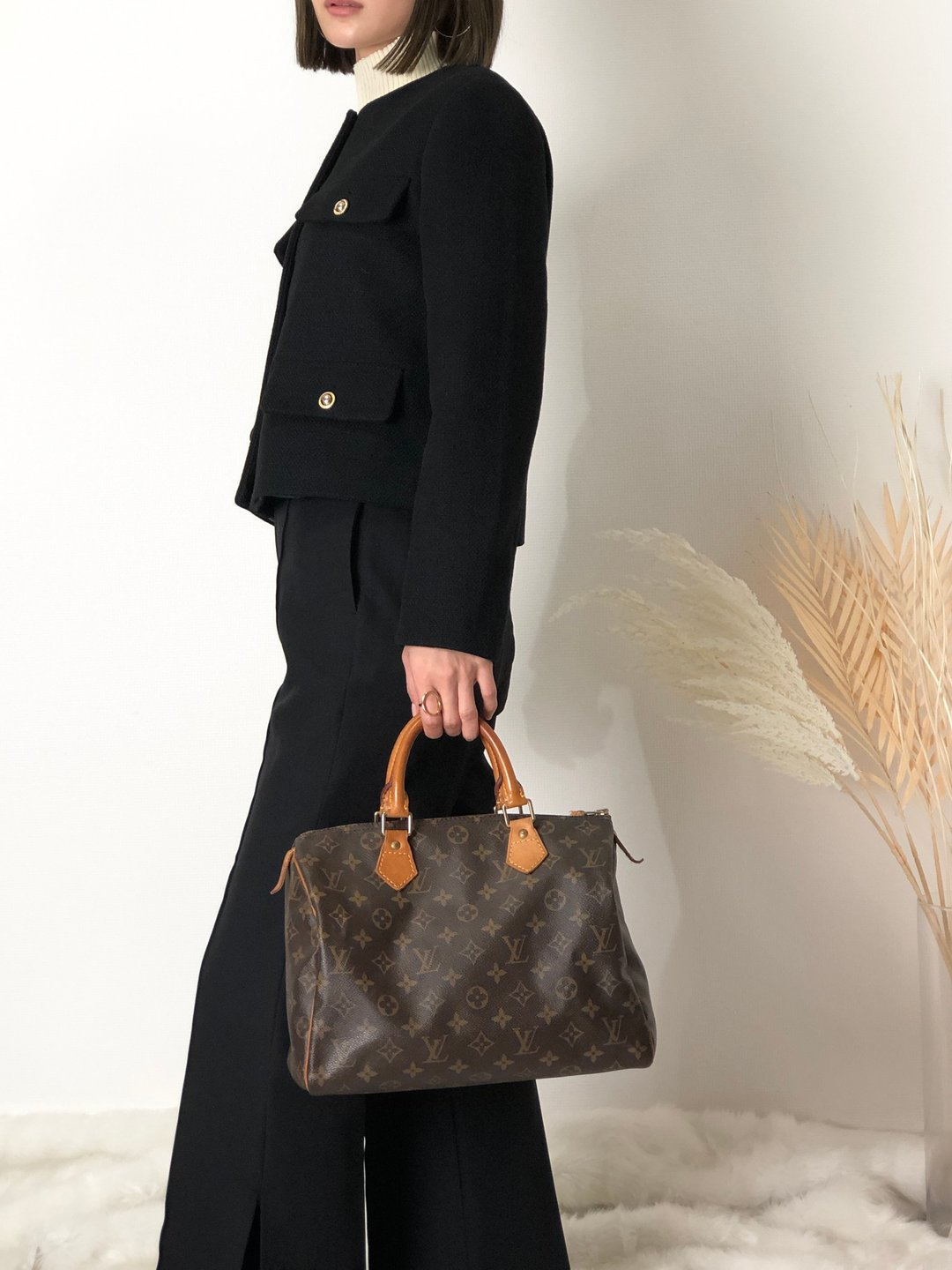 【日本直送，名牌二手包装】LOUIS VUITTON Monogram Leather Speedy 30 Mini Boston 棕复古 sdab23 - 手提包/手提袋 - 真皮 咖啡色