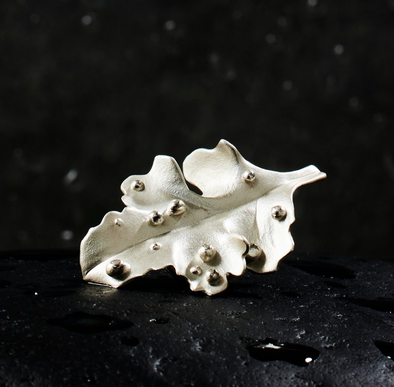 水滴银叶 SV925 胸针 - 胸针 - 银 