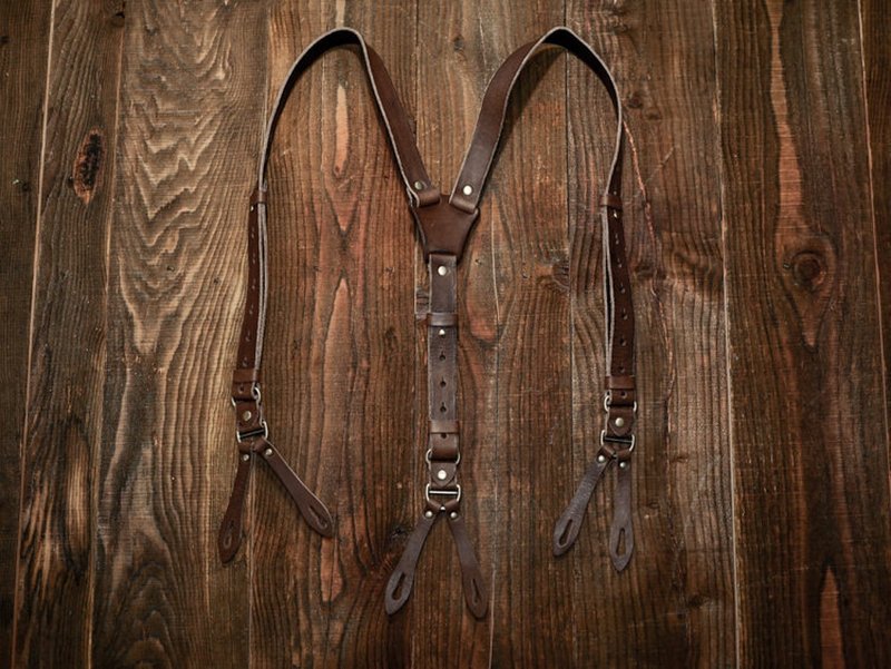 Worker Style Leather Suspender 复古工装全皮革裤吊带 - 其他 - 真皮 咖啡色