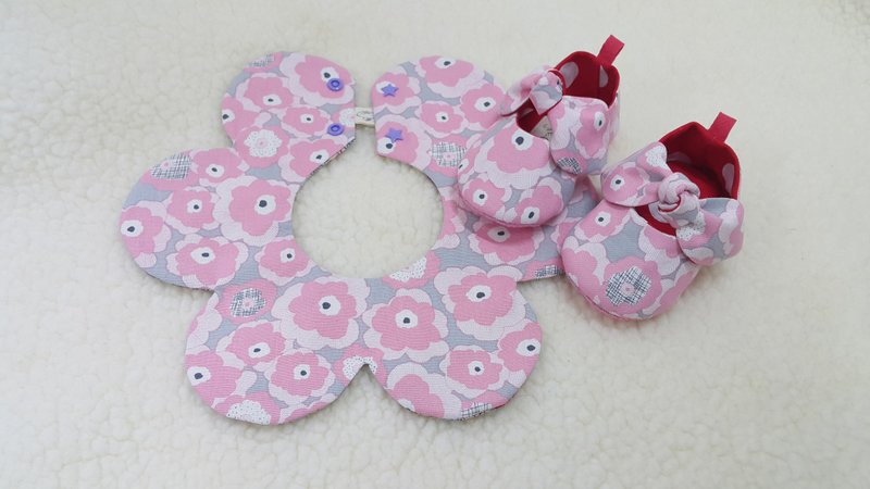 涂鸦缤纷花女孩系  宝宝弥月礼盒两件组 - 满月礼盒 - 棉．麻 粉红色