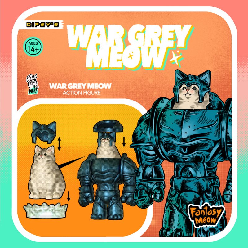 【War Grey Meow 战斗暴猫兽 吊卡可动模型】 - 玩偶/公仔 - 树脂 多色