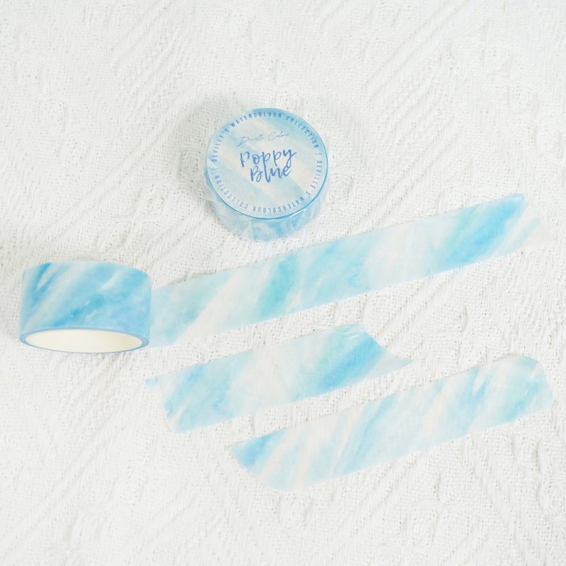 【Poppy Blue 蓝罂粟花】水彩祝福 和纸胶带 手帐装饰 拼贴 - 纸胶带 - 纸 蓝色