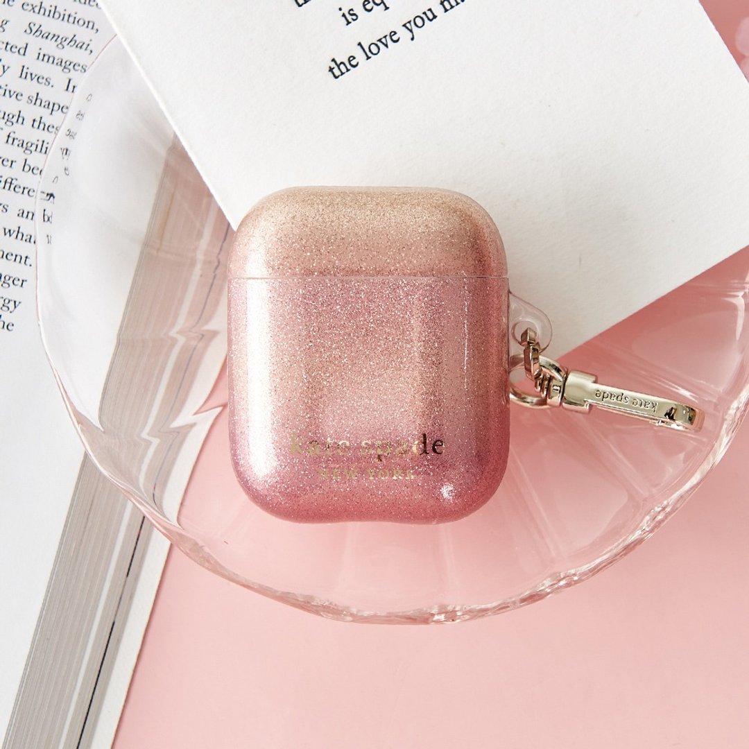 【kate spade】AirPods 1/2代 精品耳机套 渐层红 - 耳机收纳 - 塑料 红色