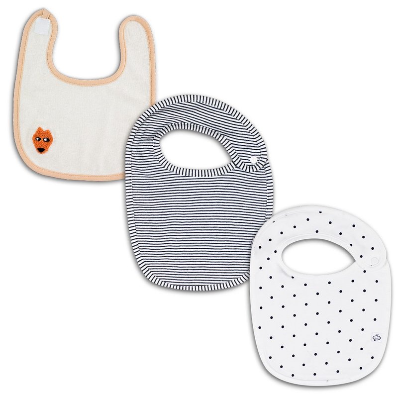 【hipopipo小西波 - 100%有机棉系列】口水兜-三款花色 - 围嘴/口水巾 - 棉．麻 白色