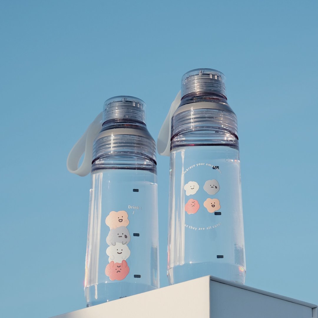WOKY 联名 透明瓶 ECOZEN 600ml 附弹跳吸管 透明杯 - 水瓶/水壶 - 其他材质 透明
