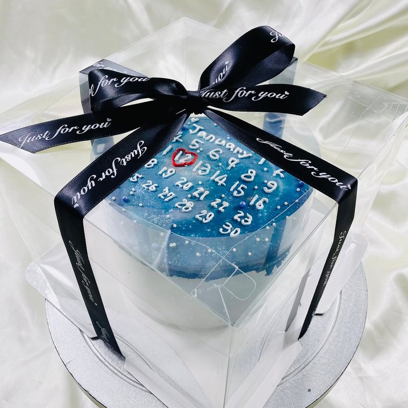 极光月历 星空 渐层  月历 手绘 生日蛋糕 定制蛋糕  6 8寸  宅配 - 蛋糕/甜点 - 新鲜食材 蓝色