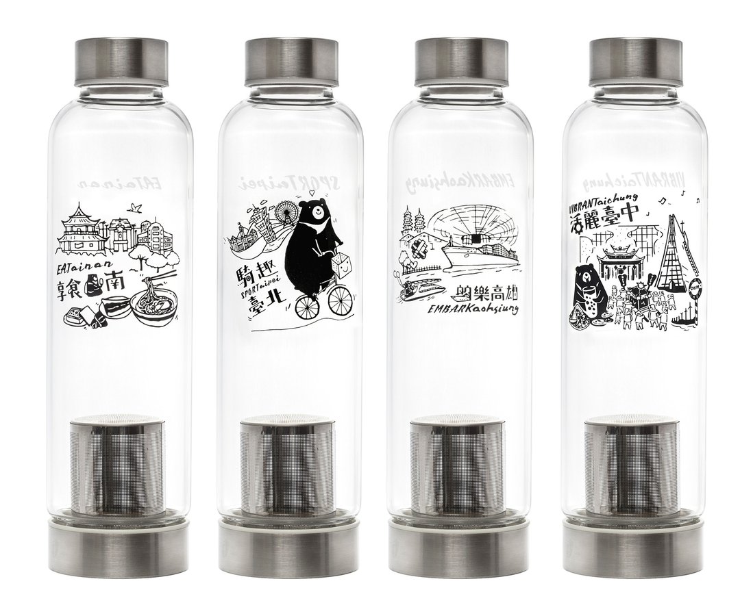 环保水瓶 台湾熊好-城市系列茶饮瓶 - 舶乐高雄 - 茶具/茶杯 - 玻璃 金色
