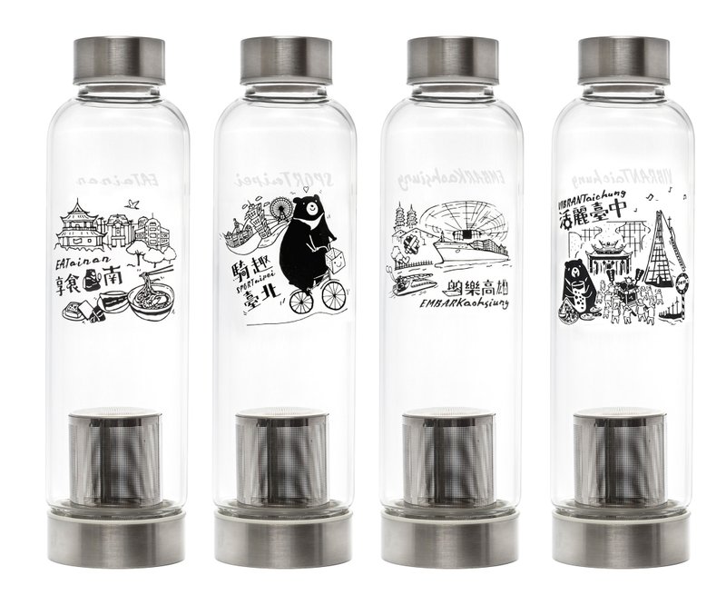 环保水瓶 台湾熊好-城市系列茶饮瓶 - 舶乐高雄 - 茶具/茶杯 - 玻璃 金色