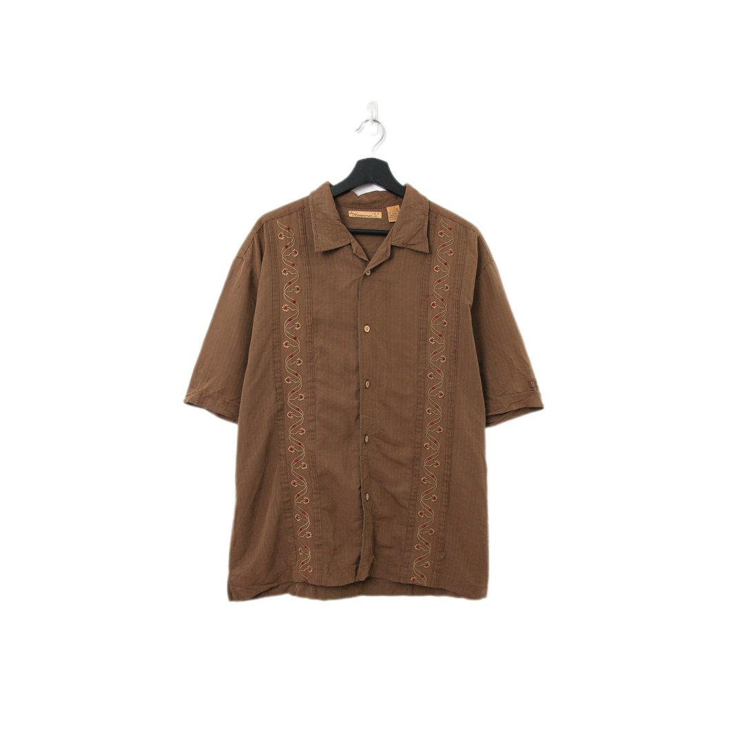 Back to Green-夏威夷衬衫 咖棕 复古藤蔓 ht-03/vintage shirt - 男装衬衫 - 棉．麻 