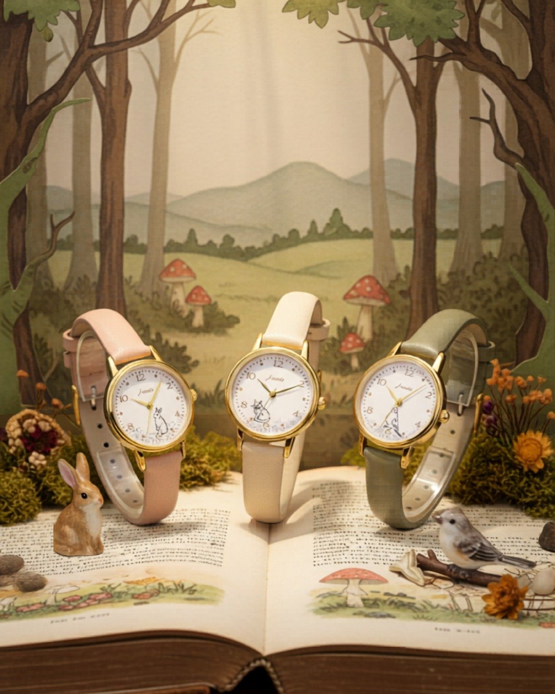 Monotone Animal Watch 黑白复古线条动物手表 女装 - 女表 - 其他材质 绿色