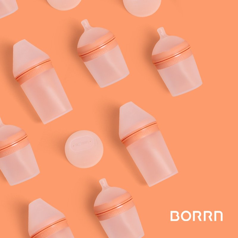 【英国设计制造】BORRN婴儿硅胶奶瓶 食品级 珊瑚橙 - 奶瓶/奶嘴 - 硅胶 橘色