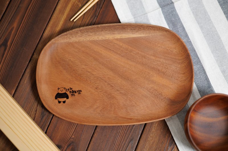 (海洋公园X岛屿制作 联乘系列) 日式椭圆形托盘 - 盘子/餐盘/盘架 - 木头 金色