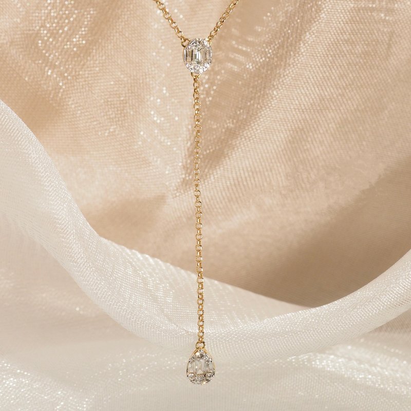 18K金钻石椭圆形梨形项链 18K Gold The Diamond Oval and Pear L - 项链 - 贵金属 