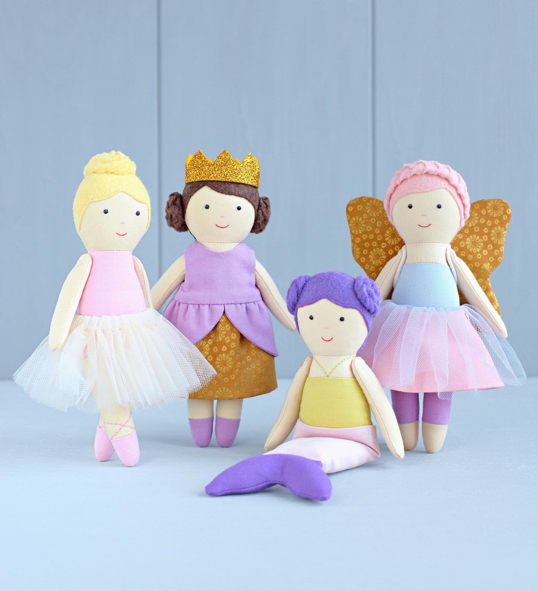 2 PDF Mini Dolls + Ballerina, Princess, Mermaid, Fairy Outfits Sewing Pattern - 手工艺教程/工具书 - 其他材质 