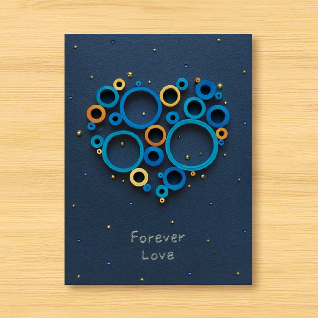 手工卷纸卡片 _ 星空-来自远方的爱恋-爱心梦幻泡泡Forever Love - 卡片/明信片 - 纸 蓝色