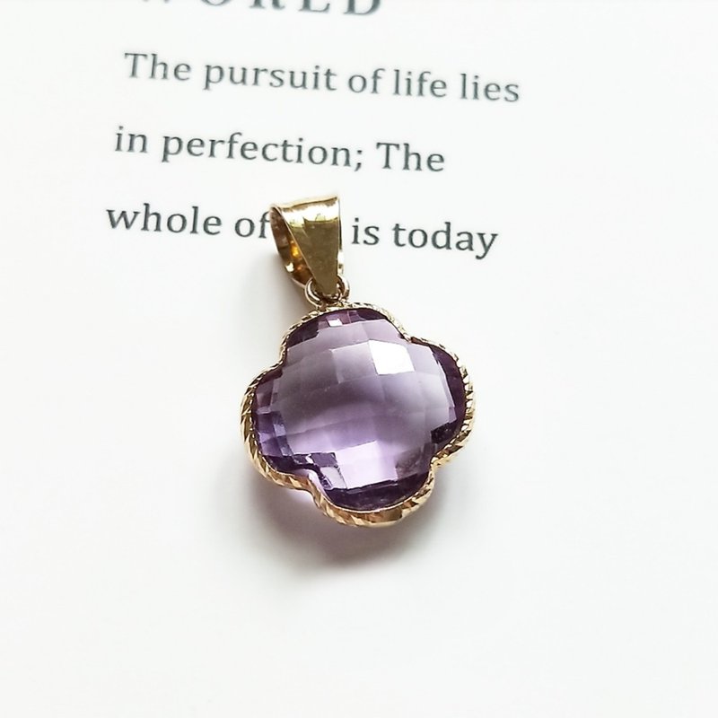 Eli Jewelry 意大利进口贵气璀璨金边花朵紫水晶14K金坠头坠子 - 吊饰 - 贵金属 紫色