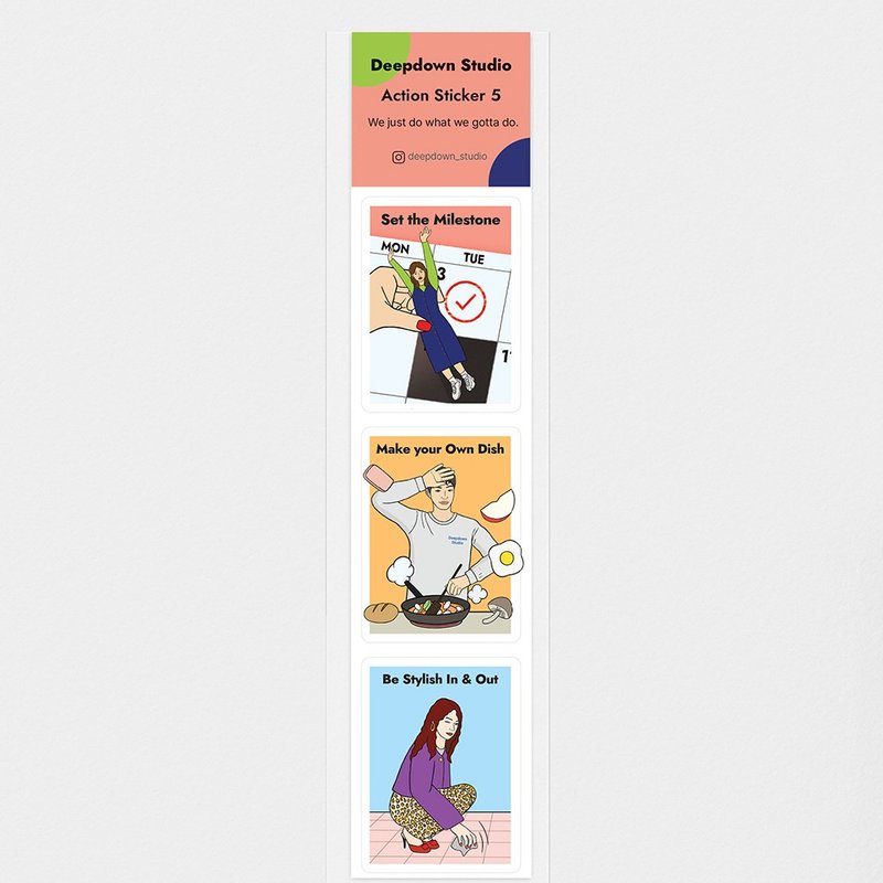 动作贴纸 akushonsutekka5 - 贴纸 - 纸 多色