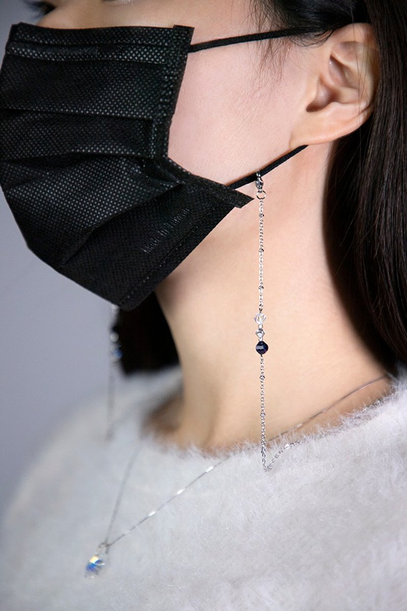 【还可当手链、项链、眼镜链】觉醒之力 蓝砂石口罩链 圣诞礼物 - 口罩 - 水晶 黑色