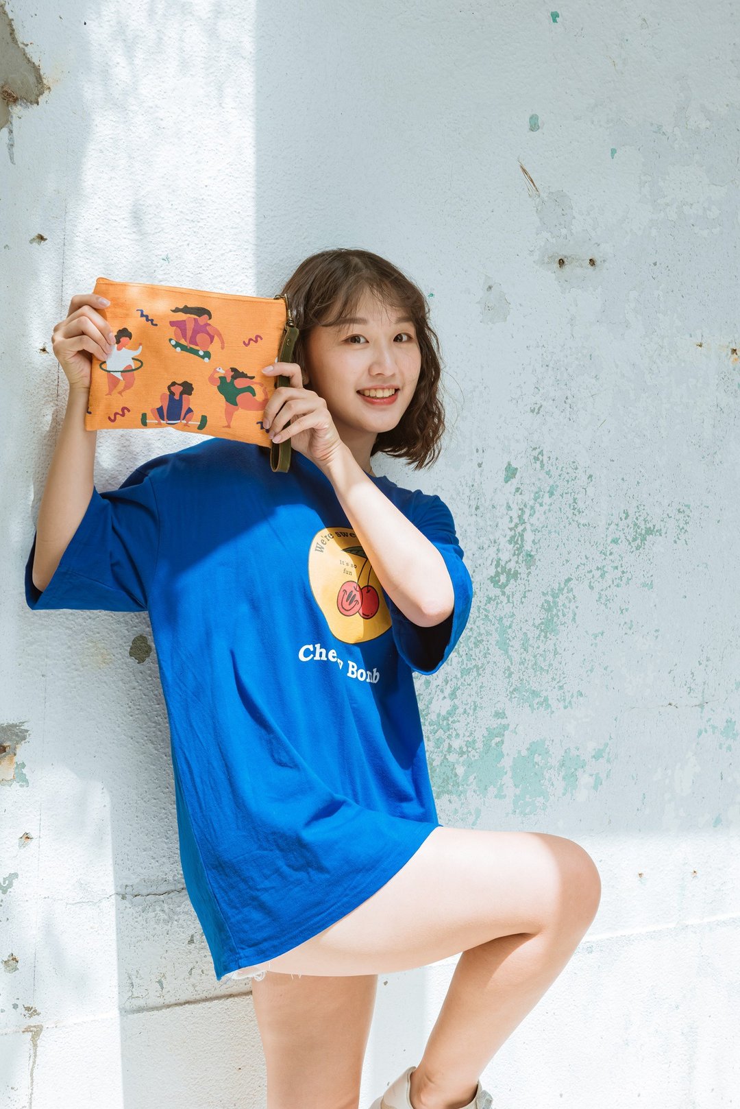 俏皮Ciao女孩小物潮麻包 (手提)  泰奶橘 - 化妆包/杂物包 - 棉 橘色