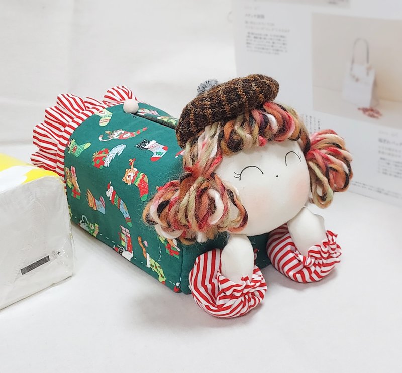 开心女孩面纸套|圣诞款 - 纸巾盒 - 棉．麻 多色