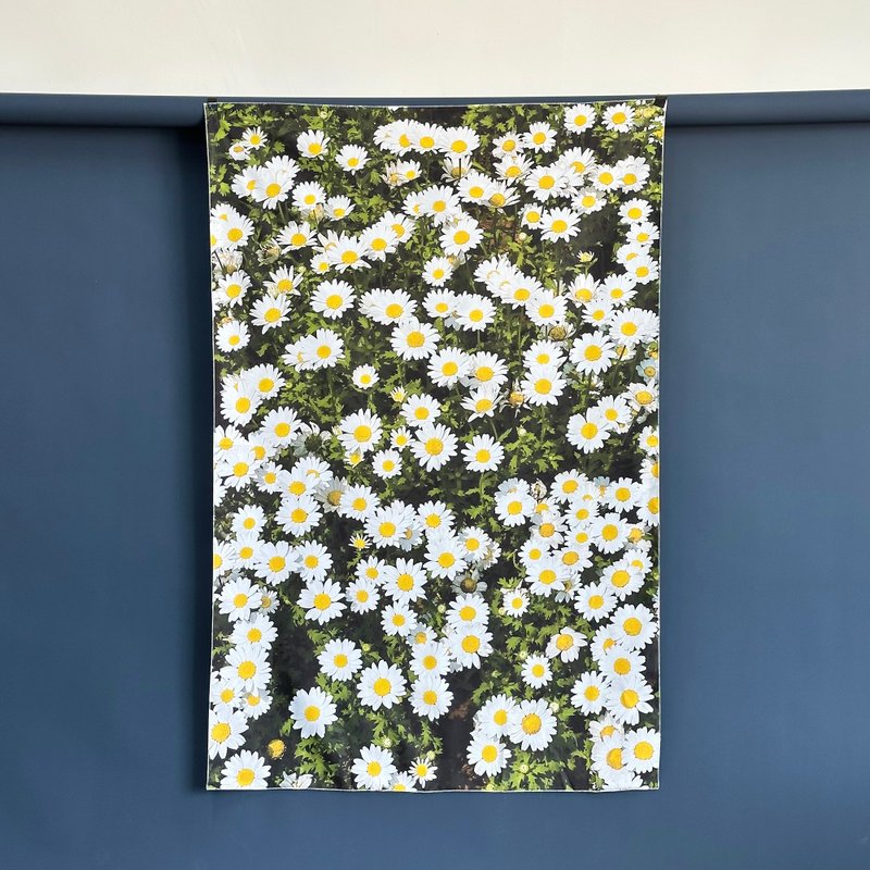 清新小雏菊挂布布幔 沙发盖布 花朵窗帘门帘 赠送挂环 - 门帘/门牌 - 聚酯纤维 白色