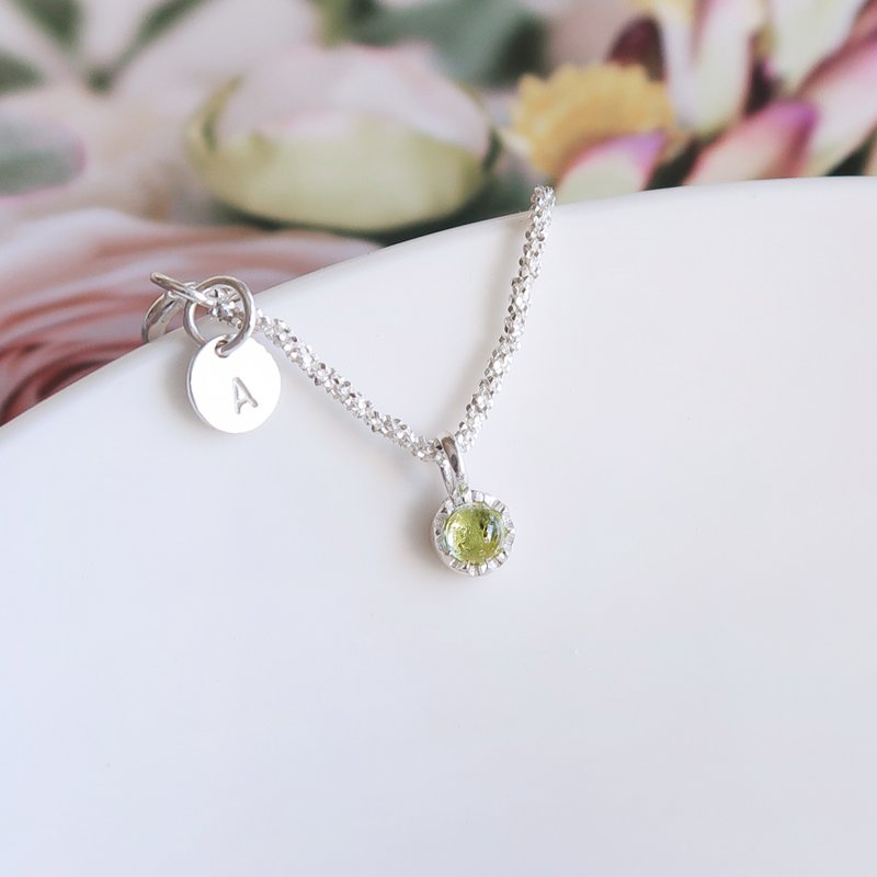 情人节礼物 925纯银 小星光 橄榄石 定制化刻字 手链 免费包装 - 手链/手环 - 纯银 绿色