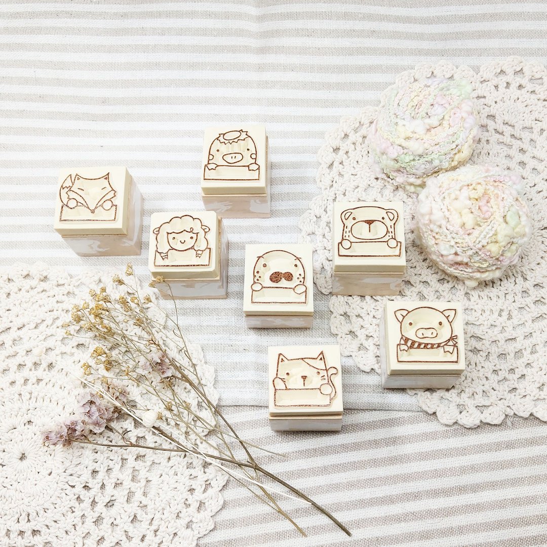 | 展示作品 | 小动物框框Vol.1 手刻印章 橡皮章 - 印章/印台 - 橡胶 多色