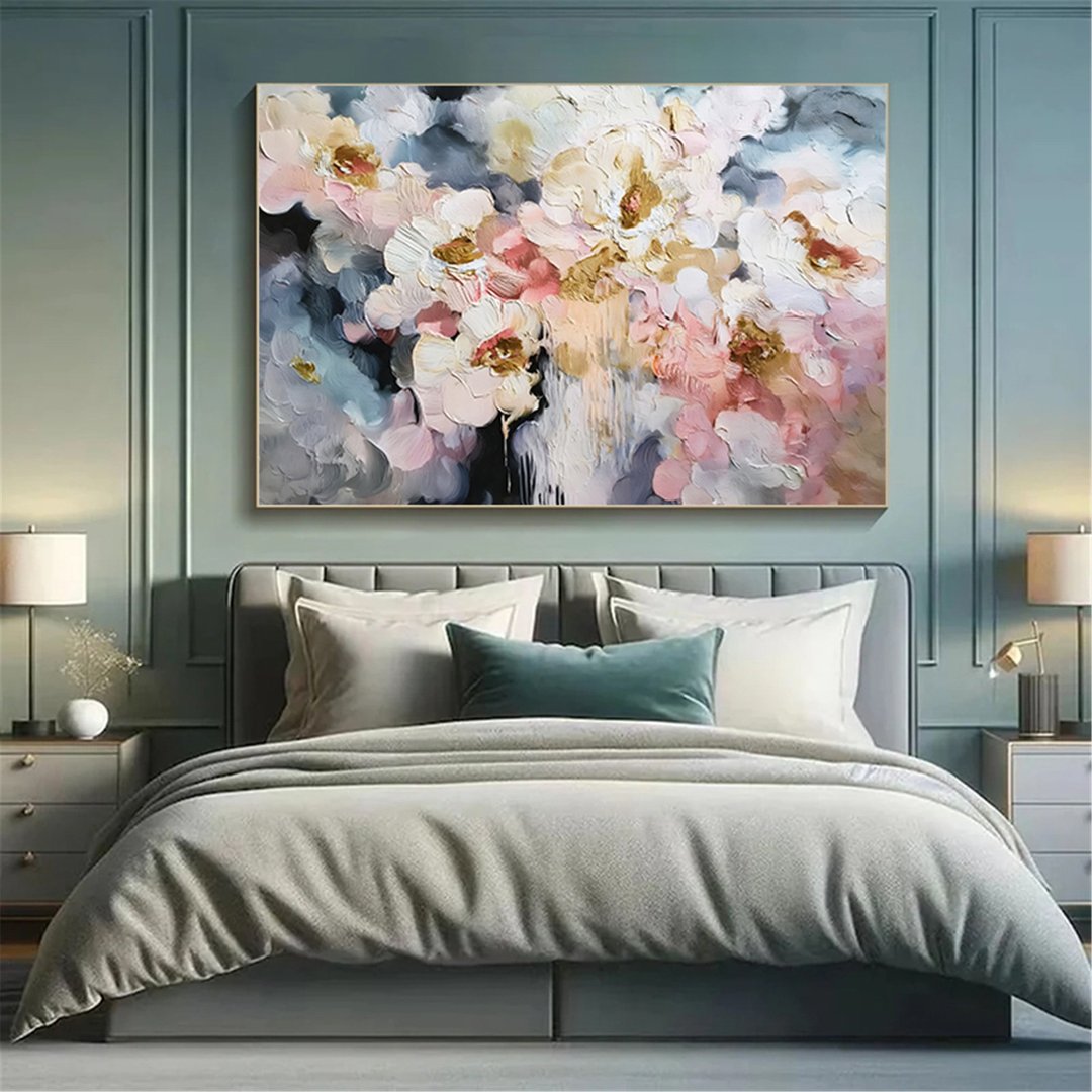 繁花 手绘油画/抽象/原创商品/装饰画/现代画/客厅/走廊卧室挂画 - 海报/装饰画/版画 - 亚麻 多色