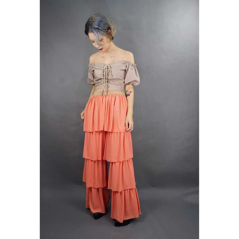 OooWow手工制女装飘逸显瘦长宽裤 - 女装长裤 - 棉．麻 卡其色