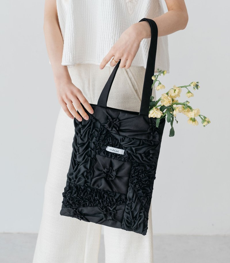 【Pinkoi独家抢先再贩】Smocking Tote Bag 05 - 手提包/手提袋 - 棉．麻 黑色