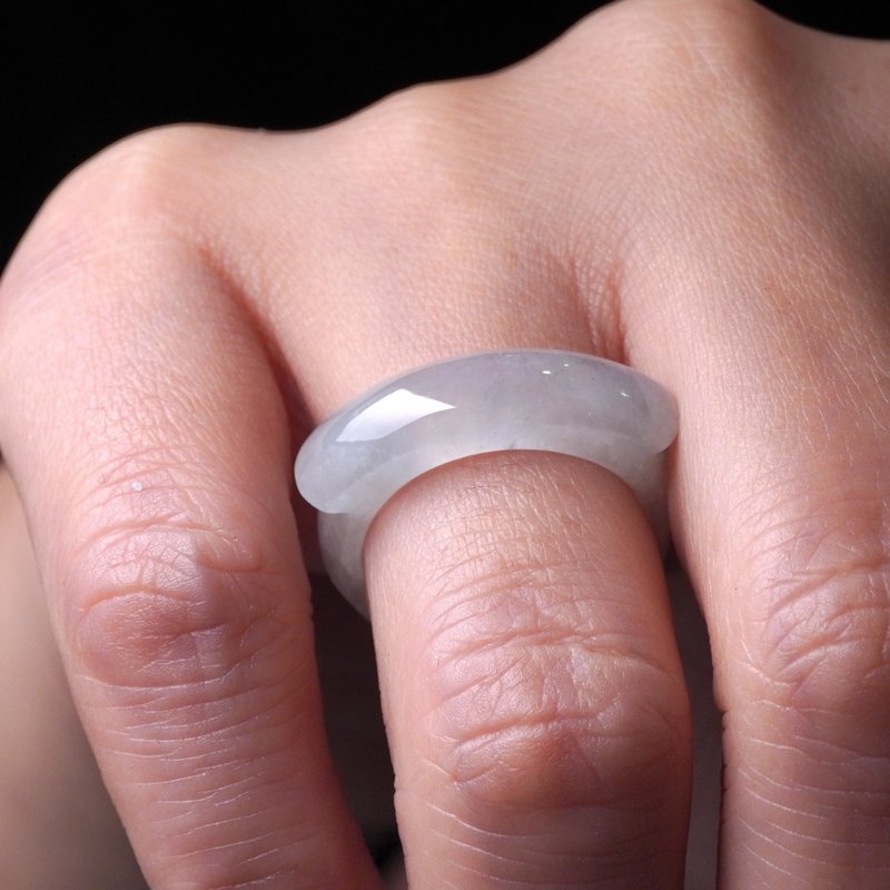 冰种翡翠马鞍戒指戒圈 | 国际13围 | 天然缅甸玉翡翠A货 | 送礼 - 戒指 - 玉石 透明