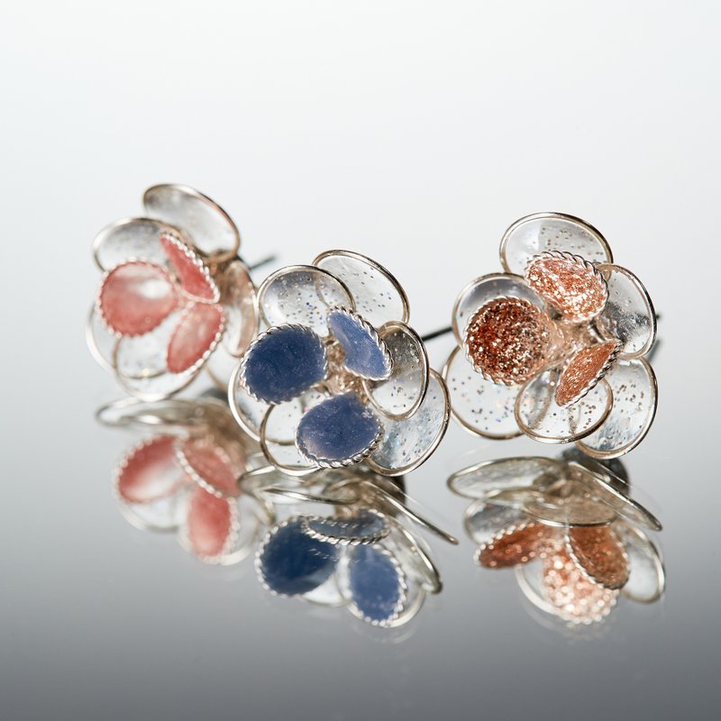 花点点 - 手工耳环 树脂耳环 水晶花 耳针 耳夹 - 耳环/耳夹 - 其他材质 