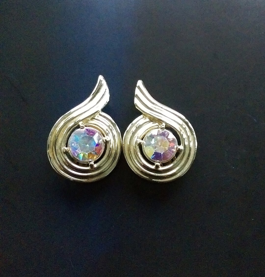Vintage Jewelry SARAH COV  Aurora Swirl  夹式耳环 - 耳环/耳夹 - 其他材质 金色
