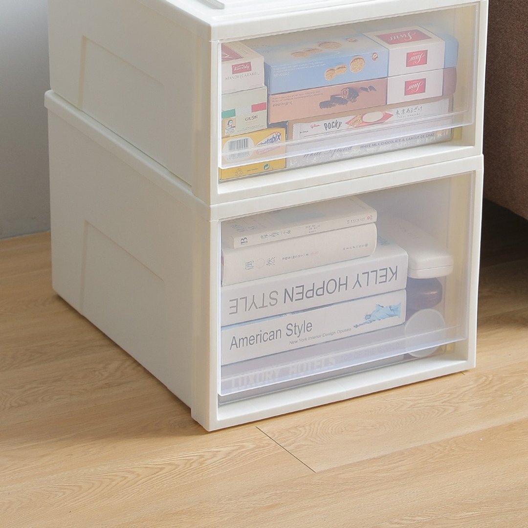 日本天马 Femine 40面宽单层抽屉收纳箱-高30CM-3入 - 收纳用品 - 塑料 白色