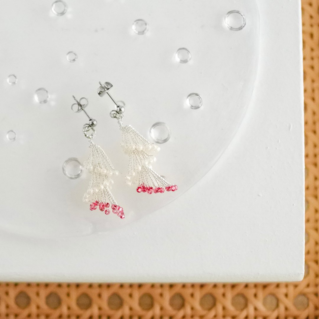 Strawberry Milk Series – Richi no Kaze - 耳环/耳夹 - 其他金属 粉红色
