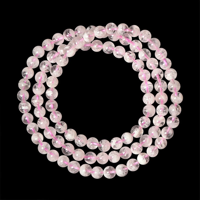 【正佳珠宝】雪花幽灵 樱粉雪花幽灵 5.3-5.7mm 雪花幽灵三圈手珠 - 手链/手环 - 半宝石 多色