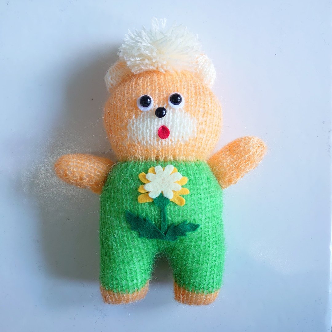 毛绒玩具 amigurumi 蒲公英熊罂粟手工制作的独一无二的商品 - 玩偶/公仔 - 羊毛 橘色