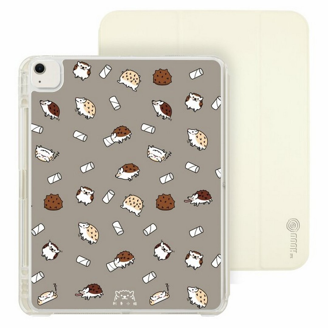 刺猬图案 iPad Air /Pro 2024 mini7可拆式防摔透明 实色折套 - 平板/电脑保护壳 - 塑料 多色